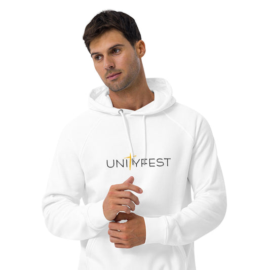 Unityfest Black Logo eco raglan hoodie