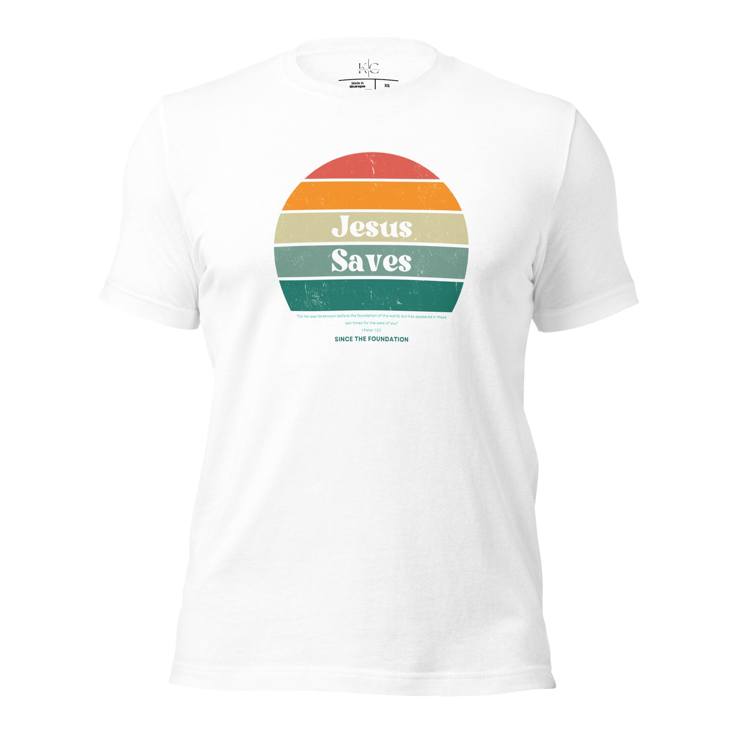 Retro Sun Jesus Saves t-shirt (white)