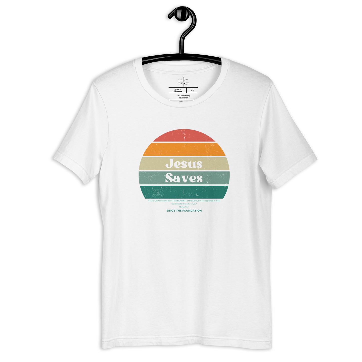 Retro Sun Jesus Saves t-shirt (white)